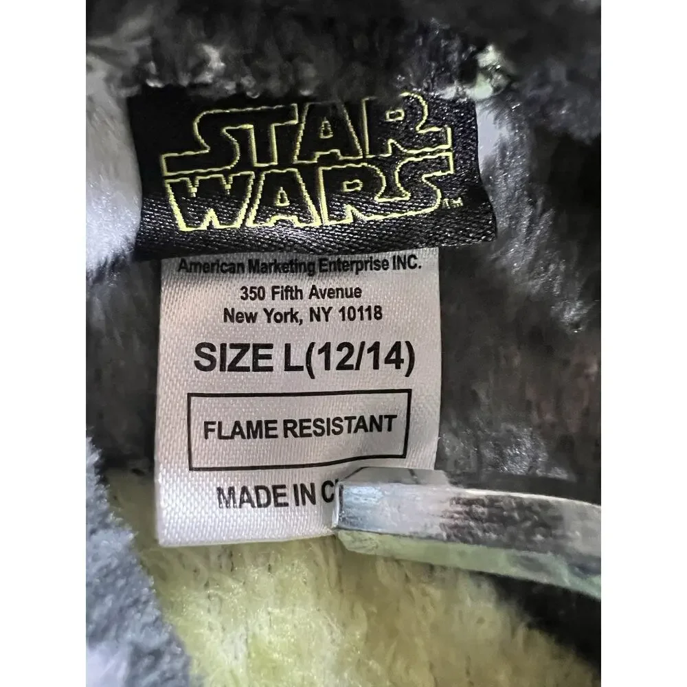 Star Wars Grogu Fleece Plush Tie Robe Black L Shawl Collar Long Sleeve